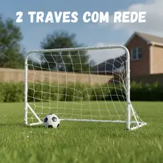 2 Traves De Gol De Futebol Infantil Branca De Ferro Resistente 66x45 Cm