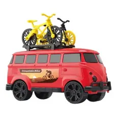 Kit Brinquedo Carrinho Perua Kombi C/ 2 Bikes Classic Van Retrô