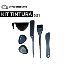 Kit Tintura Capilar 5x1 Profissional Tigela Pincel Pente de Cabelo Espátula Protetores Térmicos