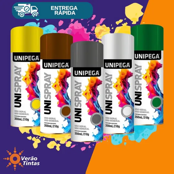 TINTA SPRAY UNIPEGA USO GERAL BRILHANTE 350ML VÁRIAS CORES