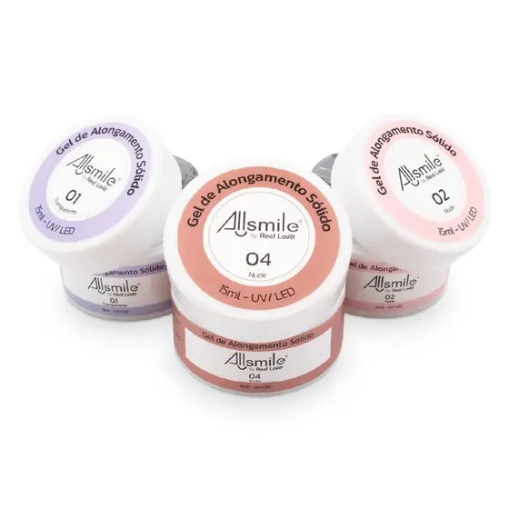 Gel Sólido de Alongamento para Tips - Powder Gel Cremoso - AllSmile - Real Love - 15ml
