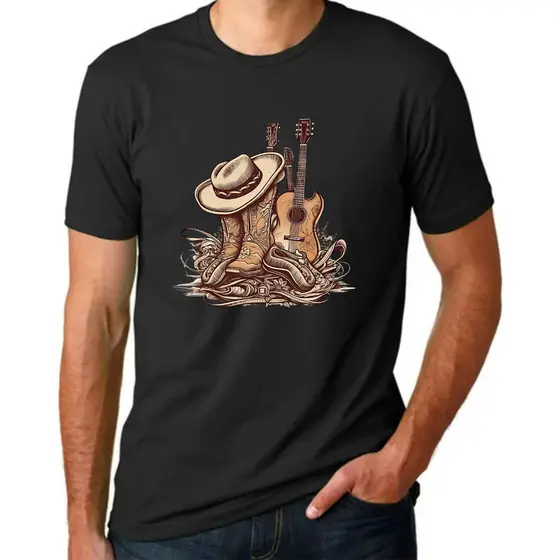 Camiseta Country Lançamento Estampa Peão Rodeio Viola Bota