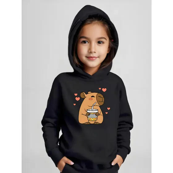 Moletom Infantil Capybara Kwai Fofinho Flanelado Capivara Meme Capibara Blusa De Frio para Criança