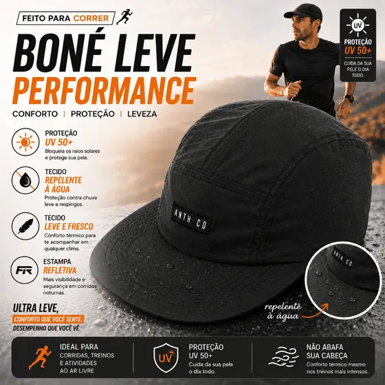 Boné water Impermeável Five Panel Anth Co 5 Panel Aba Reta masculino feminino streetwear maculino