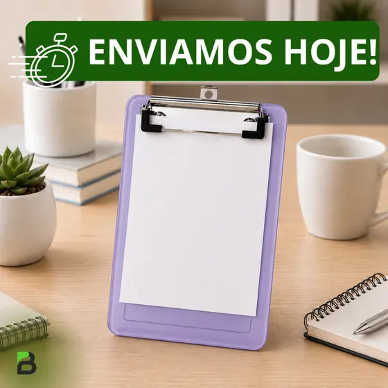 Mini Prancheta Slip Transparente 12x18,5cm com Prendedor Metálico Wire Clip A6 Acrimet 155 Lilás Clear