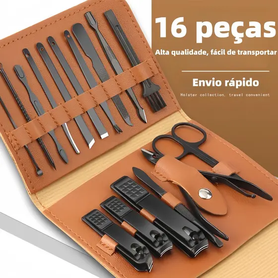 KIT 16 e 7 Pçs/Set Professional Aço Inoxidável Cutícula Nippers Cortador De Unhas Ferramentas