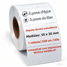 Etiquetas Térmicas 50x30mm Compatível B1 | À Prova d'Água e Alta Adesão