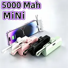 Carregador Portátil Mini Power Bank 5000mAh Com 02 Saídas Tipo-C / Lightning