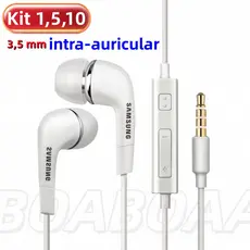 Atacado fone intra-auricular original J5, estéreo com cancelamento de ruído, microfone e entrada 3,5 mm