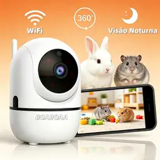 Babá Eletrônica Câmera De Seguraca Wi-Fi 1080p Pet Giratória Visão Noturna Infravermelho Microfone