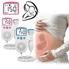 Monitor cardíaco fetal domést. | Detector som batimentos bebê | Rosa / Azul