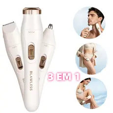 Aparador elétrico 3 em 1 recarregável por USB multifuncional, ideal para rosto, corpo, pelos nasais e axilas