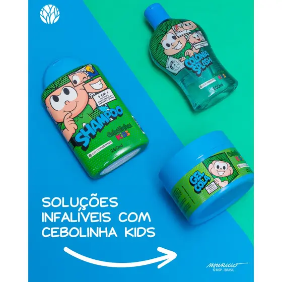 Cebolinha Kids Kit Shampoo 3 em 1 Gel Cola e Colônia