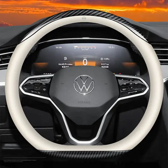 Capa de volante Volkswagen LAVIDA SAGITAR MAGOTAN TAYRON THARU TIGUAN GOLF BORA PASSAT, capa de couro para volante