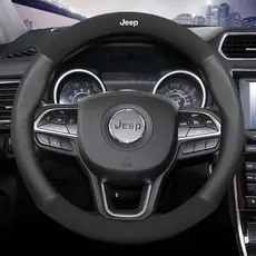 Capa de Volante de Carro em Couro para JEEP Wrangler Compass Grand Cherokee Renegade Patriot 2018 2019 2020 2021 Acessór