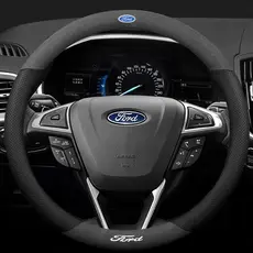 Capa de Volante de Couro de Vaca com Logo Impresso a Laser 3D para Ford, Acessórios para Ranger, Fiesta, Focus, Everest,