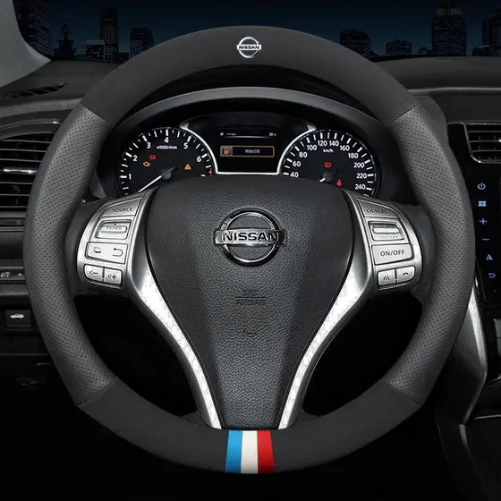 Capa de Volante de Carro em Couro para Nissan Almera X-Trail Grand Livina Navara Serena C27 Qashqai Terra Patrol Sylphy