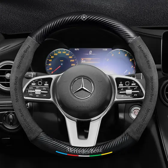 Capa de Volante de Carro em Fibra de Carbono para Todos os Modelos Mercedes Benz CLA CLS GLA GLC GLE GLS SLC W210 W204 W