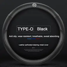 Capa de Volante de Carro em Couro, Protetor de Volante Respirável e Antiderrapante, 38cm/15 polegadas, para Nissan Livin