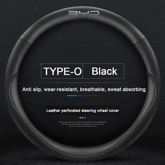 Capa para Volante de Carro em Couro Microfibra, Protetor de Volante Antiderrapante 38Cm/15inch para BYD Atto 3 Yuan Plus