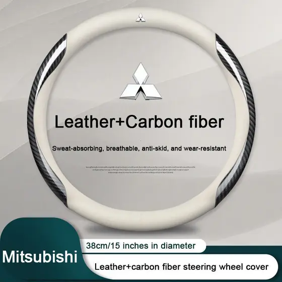 Capa de Volante em Couro e Fibra de Carbono para Carro, Adequada para Volantes de 38CM, Capa Protetora Antiderrapante pa
