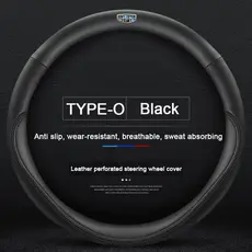 Capa para Volante de Carro em Couro Microfibra, Protetor de Volante Respirável e Antiderrapante, 38Cm/15inch, Para Geely