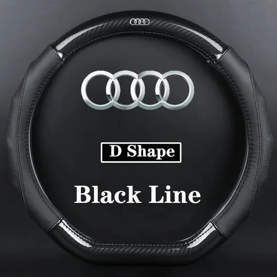 Capa de Volante de Carro em Couro e Fibra de Carbono para Audi Q2 Q3 Q5 Q7 Q8 R8 A1 A3 A4 A5 A6 A7 A8 S4 S3 S5 S6 S8 TT