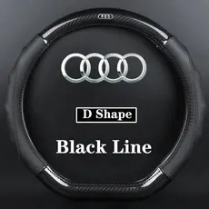 Capa de Volante de Carro em Couro e Fibra de Carbono para Audi Q2 Q3 Q5 Q7 Q8 R8 A1 A3 A4 A5 A6 A7 A8 S4 S3 S5 S6 S8 TT