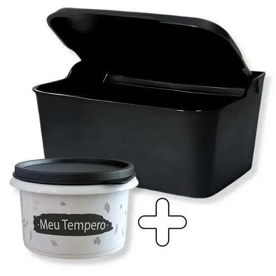 Saleiro 500ml com Tampa Articulada Premium + Brinde Aleatório Porta Temperos Cozinha