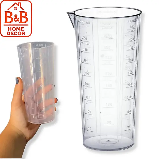 Copo Medidor 500ml com Marcação Relevo Ideal para Medidas de Xícara e Farinhas