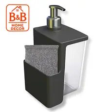 Porta Sabão Líquido Detergente com Pump Cromado 500ml + Esponja Ideal para Cozinha