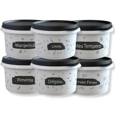 Kit Porta Temperos 6 Potes 180ml Material Premium Vedação Reforçada Conserva Temperos Frescos