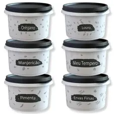 Kit 6 Potes Porta Temperos 180ml Herméticos Tampa Vedação Reforçada Empilhável Material Premium