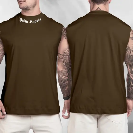 Camiseta Regata Oversized Streetwear 100% Algodão Estampada Palm Angels