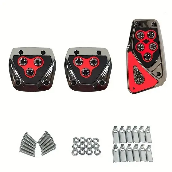 Kit 3 Peças Pedaleiras Esportivas Automotiva Carros Tuning Acessórios Universal