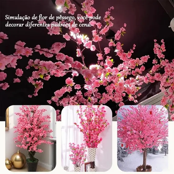 60CM  10Unidades 400 Buquê de Flores de Pessegueiro Artificial Flor Para Decoração