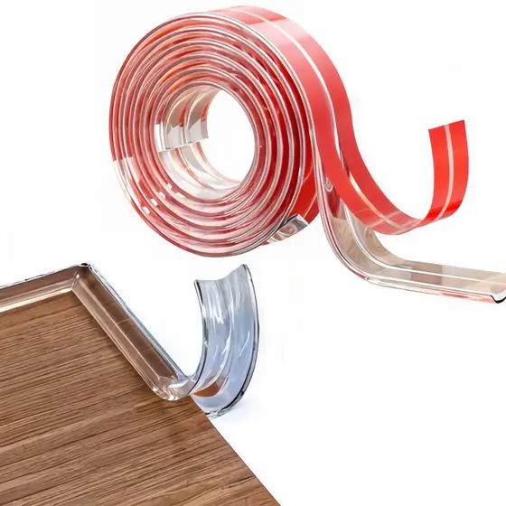 Protetor de borda de quina de canto de mesa moveis de silicone fita transparente com 1, 2 ou 3 metros auto colante