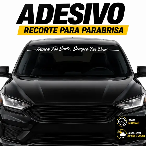Adesivo Religioso Para Carro Nunca Foi Sorte Sempre Foi Deus Parabrisa