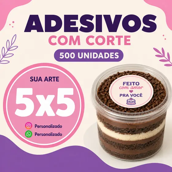 Adesivo Etiqueta Rótulos Personalizados 5x5 - Auto colante em vinil resistente a agua