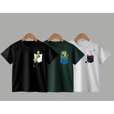 Kit 3 Camisetas Infantil 100% Algodão Estampado Dinossauro Feminino e Masculino T-shirt Manga Curta