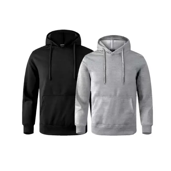 Kit 2 Moletom Com Capuz e Bolso Canguru Blusa Flanelado Sem Estampa Liso Unissex