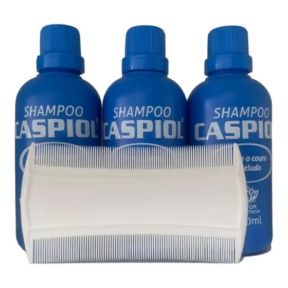 Shampoo Caspiol 3 Unidades de adeus a caspa piolhos e Lêndias+ pente fino brinde
