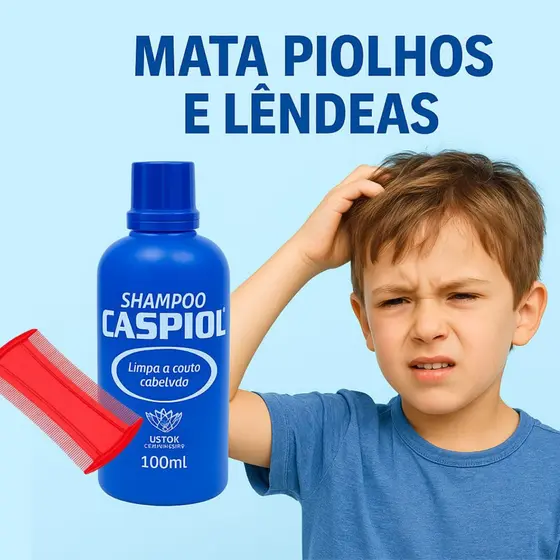 Shampoo Caspiol 100ml + Anti Piolho Profissional – Ideal para Crianças e Adultos