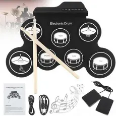Bateria Eletrônica Digital Tipo Tambor De Silicone Tamanho Compacto Usb Com 7 Pedais Para Iniciantes Crianças