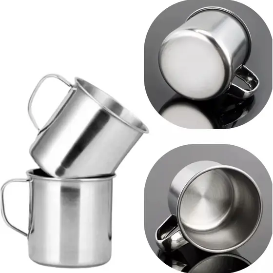 Caneca Aço Inox 8 Cm 500 Ml Inox Polido Café E Chá Luxo