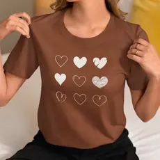Camiseta Feminina Tshirt Look Coraçao Algodao Premium Basic