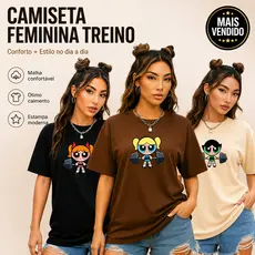 Kit 3 Camisetas Femininas Academia Meninas Super Poderosas 100% Algodão Fitness