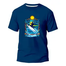 Camiseta Básica Algodão Premium Estampa Digital Surf Ondas