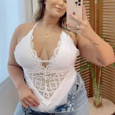 Body plus size alcinha renda / body insta plus size