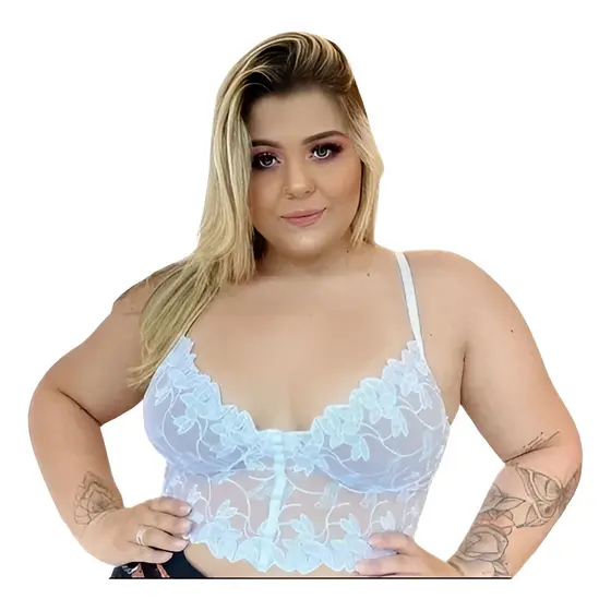 Cropped Renda Sedução Plus Size Moda Instagram Blogueira
